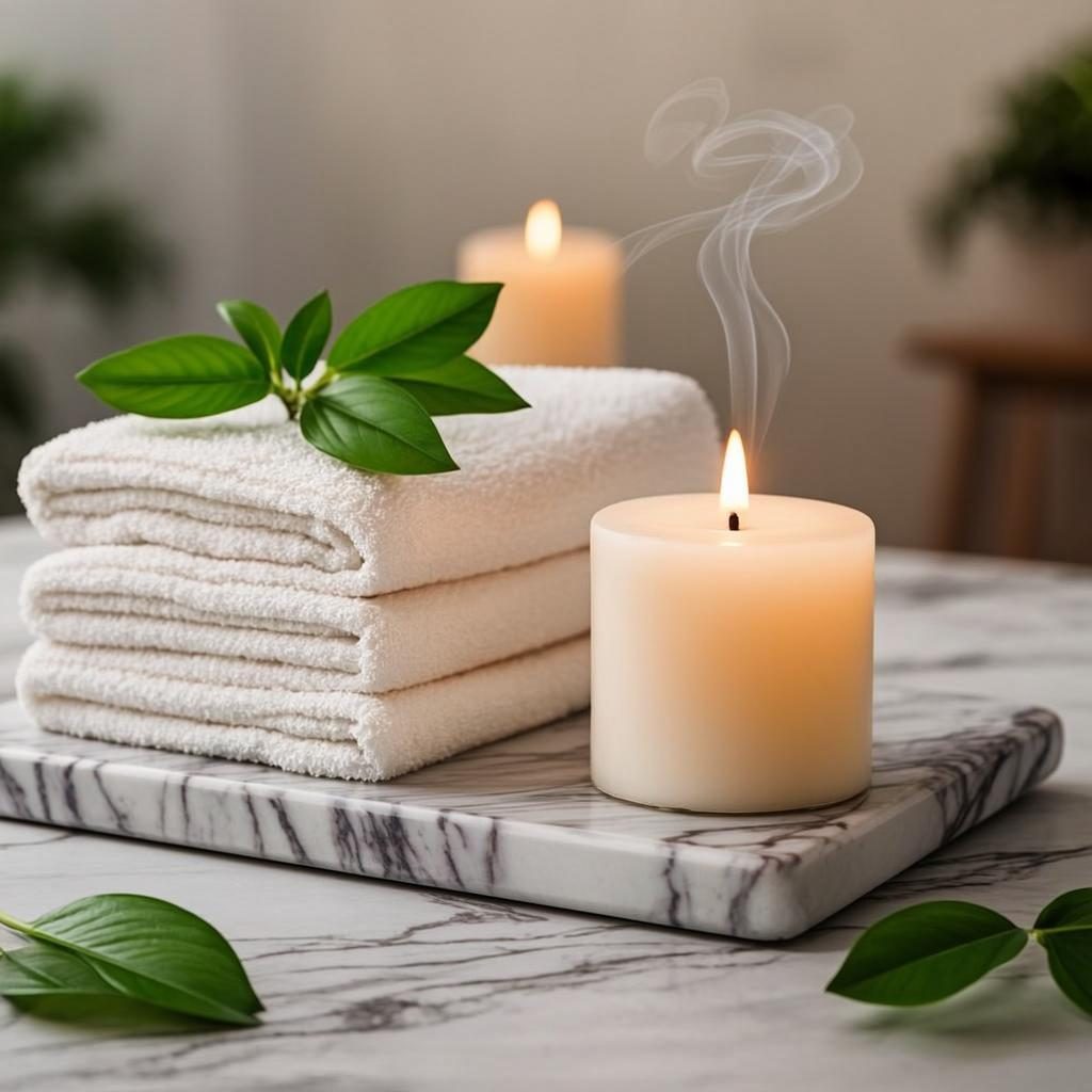 Relaxing facial mask treatment scene